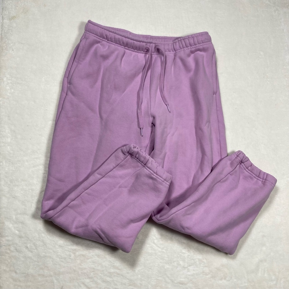 Lands End Womens High Rise Fleece Jogger Sweatpants Lavender Purple Small 6-8